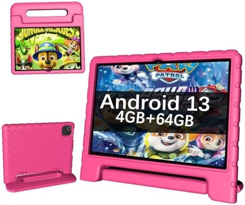 ITDULCET Kids Tablet 10 inch Android 13, 4GB RAM+64GB ROM 8000mAh Toddler Tablet for Children Teen, 2.4G & 5G WiFi, Dual Camera, 10.1” IPS HD Screen Family Link Parent Control, 2-Year Warranty