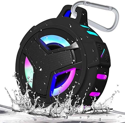 EBODA Bluetooth Shower Speaker, Portable Bluetooth Speakers, IP67 Waterproof Wireless Speaker with LED Light, Floating, 2000mAh, True Wireless Stereo for Kayak, Beach, Gifts for unisex -Black