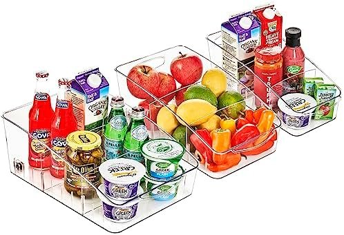 Sorbus Fridge Organizer on Wheels – Rolling Fridge Organizers and Storage Clear Design with Dividers & Handles for Kitchen Organization and Storage – Refrigerator Organizer Bins & Pantry Storage Bins