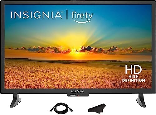 INSIGNIA 24-inch Class F20 Series Smart HD 720p Fire TV, Alexa, Apple AirPlay, with Compatible Kwalicable High Speed 6FT HDMI Cable and Microfiber Cleaning Cloth… (24 Inches)