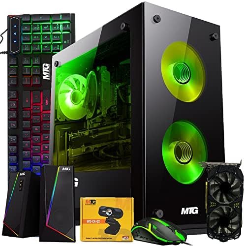 MTG Aurora 4T Gaming Tower PC- Intel Core i7 4th Gen, AMD RX 580 GDDR5 8GB 256bits Graphic, 16GB Ram DDR3, 1TB Nvme, RGB Keyboard Mouse and Speaker, Webcam, Win 10 Home