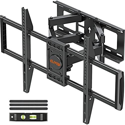 ELIVED UL Listed TV Wall Mount for Most 37-82 Inch Flat Screen TVs, Swivel and Tilt Full Motion TV Mount Bracket, Max VESA 600x400mm, 100 lbs. Loading, Fits 16″ Wood Studs, YD3003