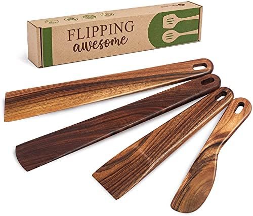 Spatula Set Walnut Wood Spurtle Supplies Wooden Spoons For Cooking – Kitchen Utensils For Stirring, Mixing, Serving