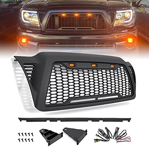 VZ4X4 Mesh Grille Front ABS Grill, Compatible with Toyota Tacoma 2005-2011 (Matte Black)