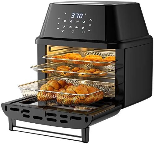 COSTWAY 8-in-1 Air Fryer Toaster Oven, Multifunctional Programmable 19QT Cooking Oven with 10 Accessories, Rotisserie, 8 Pre-set Recipe, LED Digital Touchscreen, Viewing Window, 1800W