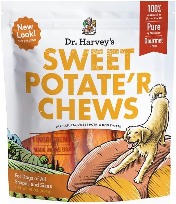 Dr. Harvey’s Sweet Potate’r Chews – Natural Sweet Potato Treat for Dogs (16 ounces)