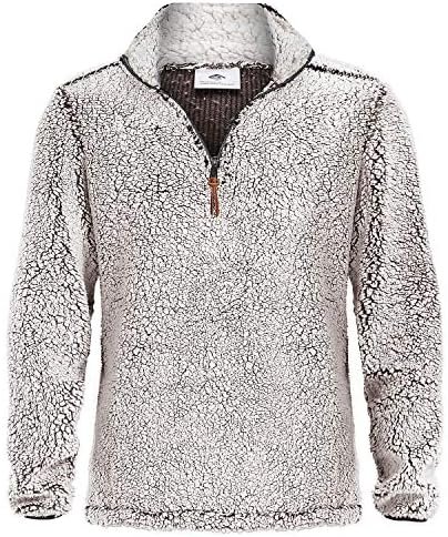 MAGNIVIT Men’s Quarter Zip Fleece Sherpa Pullover Sweater Long Sleeve Sweatshirt with Pockets