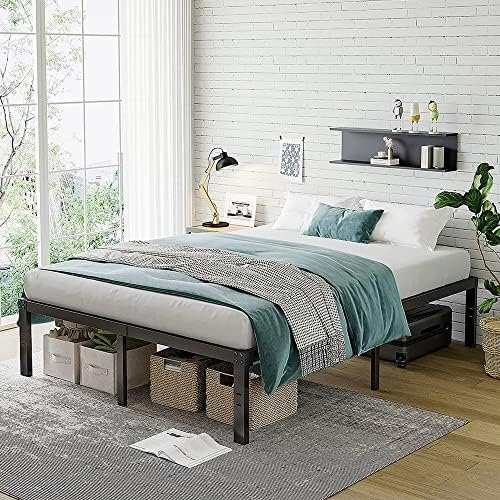 IBEDMAZIE King Bed Frame 14 Inches Platform Bed Frame King Size Heavy Duty Support 4000lbs Metal Bed Frames Non-Slip Noise Free,Black King Bed Frame No Box Spring Needed…