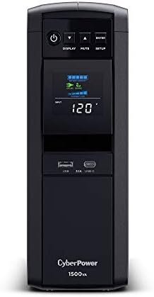 CyberPower CP1500PFCLCD PFC Sinewave UPS System, 1500VA/1000W, 12 Outlets, AVR, Mini Tower