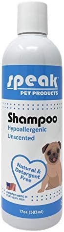 Speak Pet Products Natural Dog Shampoo, Hypoallergenic Unscented, 17oz