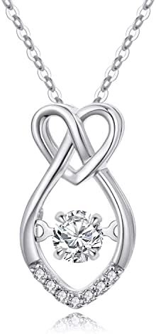 SISGEM 14k Gold Tiny Cubic Zirconia Love Knot Infinity Necklace for Women, Real Gold Jewelry Gifts for Her, 16-18 Inch