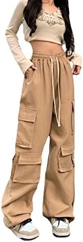 Weierpidan Cargo Pants Women High Waisted Streetwear Casual Pants with 10 Pockets Relaxed Fit