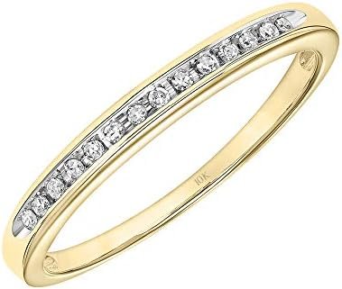 Brilliant Expressions 10K Yellow Gold 1/20 Cttw Conflict Free Diamond Channel-Set Wedding or Anniversary Band (I-J Color, I2-I3 Clarity)