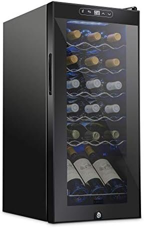 SCHMECKE 18 Bottle Compressor Wine Cooler Refrigerator w/Lock – Large Freestanding Wine Cellar – 41f-64f Digital Temperature Control Wine Fridge For Red, White, Champagne or Sparkling Wine – Black