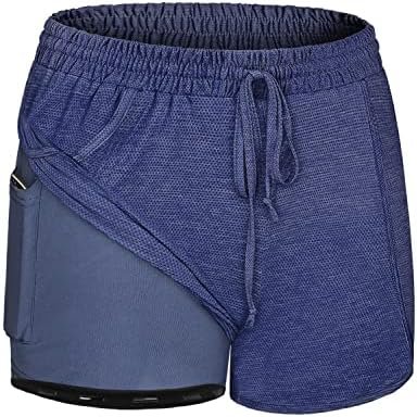 Blevonh Women Yoga Running Shorts 2 in 1 Workout Athletic Shorts with Pockets S-3XL