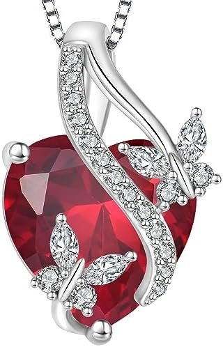 Vesitim Infinite Heart Pendant 925 Sterling Silver Butterfly Necklace Women Jewelry Gift with Birthstone Cubic Zirconia