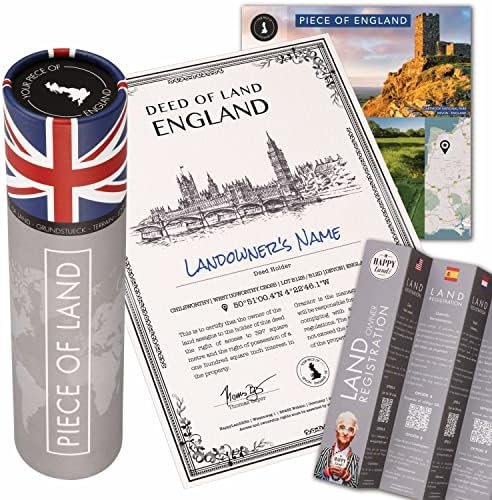 happylandgifts® Real Piece of Land – England (UK) | Unusual Gift for Family and Friends | Personalized English Land Owner’s Certificate | British Gifts | England Gifts | New Version