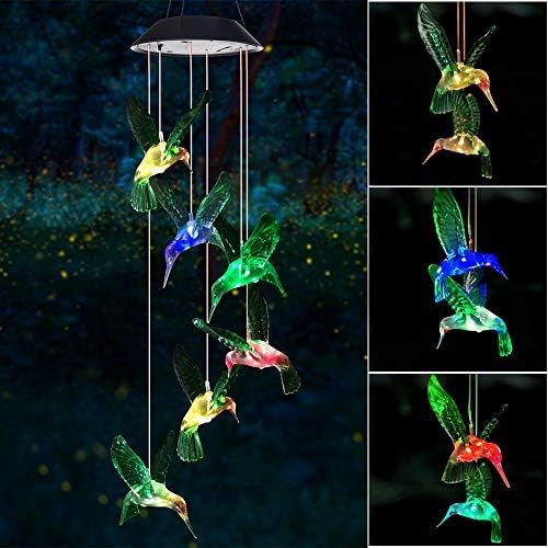 Wind Chime, Solar Hummingbird Wind Chimes Outdoor/Indoor(Gifts for mom/momgrandma Gifts/Birthday Gifts for mom) Outdoor Decor,Yard Decorations ,Memorial Wind Chimes,mom’s Best Gifts.