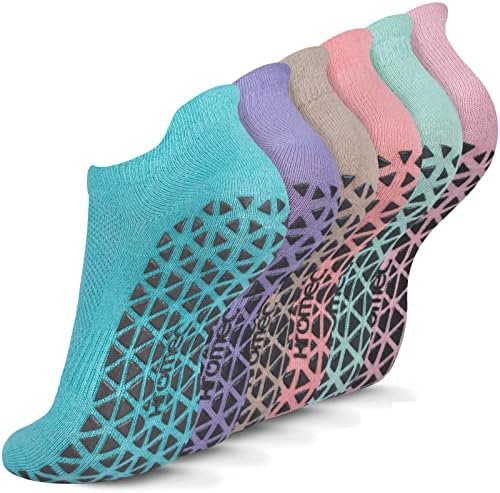 Non Slip Yoga Socks with Grips for Pilates, Ballet, Barre, Barefoot, Hospital Anti Skid Socks for Women and Men