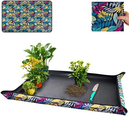 Onlysuki Extra Large Repotting Mat for Indoor Plants Transplanting and Dirt Control, Foldable Waterproof Succulent Potting Mat, Gardening Gifts for Plant Lovers (43.5″x29.5″)